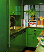 Small Kitchen Covered in a Bright Shade of Green